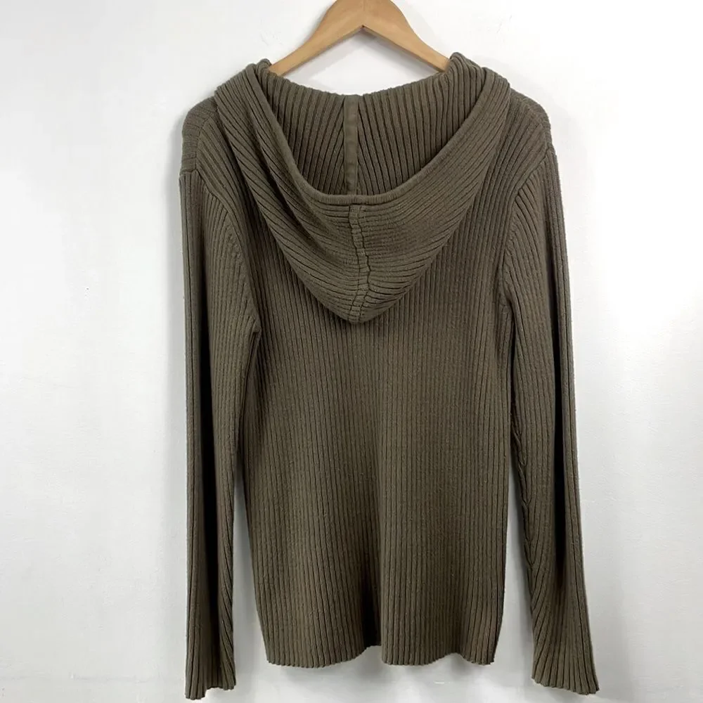 Forever21 |Olive hooded Ribbed sweater Lg ,long sleeve.